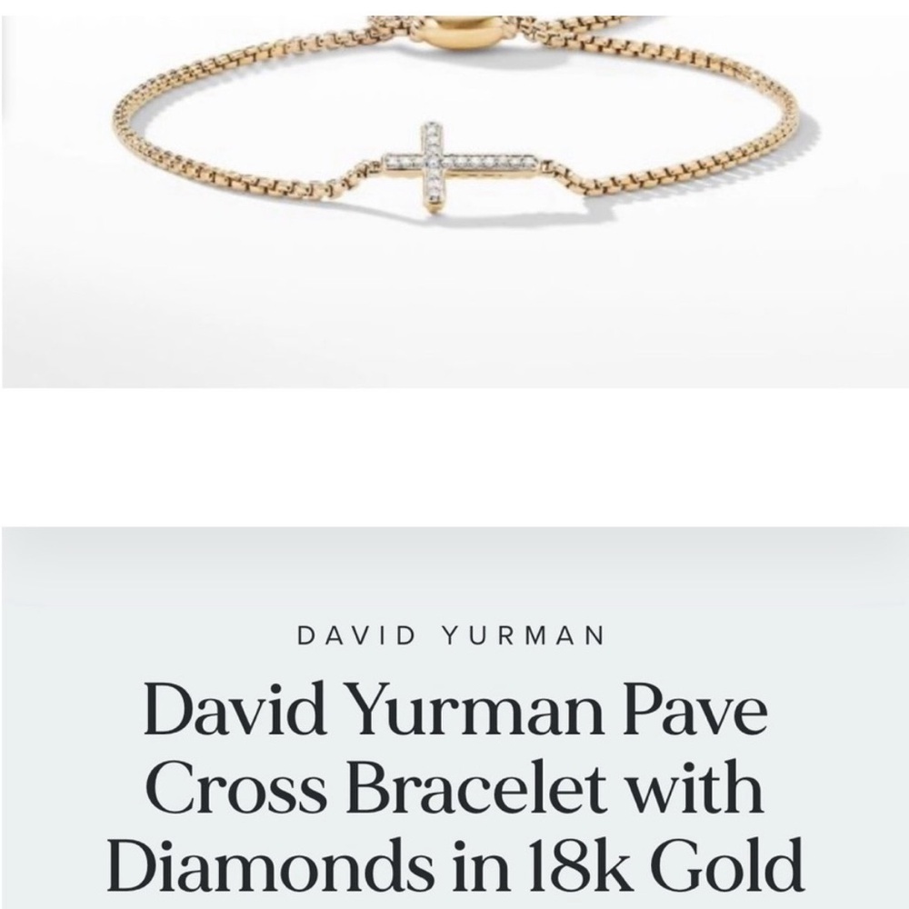 David Yurman 18k Gold Bracelet with Pave Diamond Cross* PRICE FIRM *